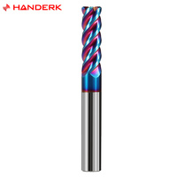 Juego de Fresas de Carburo HANDERK Hrc65 con Recubrimiento Nano Azul, 4 Filos, Radio en las Esquinas, OEM/ODM, para Herramientas CNC