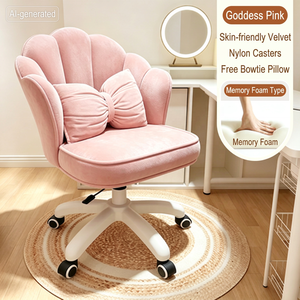 Velvet <b>Vanity</b> <b>Chair</b> Swivel Makeup Stool with Backrest Adjustable Height Rolling Seat for Bedroom Dressing Table - Product Image 2