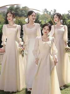 <span class=keywords><strong>ชุด</strong></span>เดรส S2819L <span class=keywords><strong>แขน</strong></span><span class=keywords><strong>ยาว</strong></span>คอเหลี่ยมสีขาวเรียบง่ายหรูหราเหมาะสำหรับเพื่อนที่ดีที่สุดชุดเพื่อนเจ้าสาวงานแต่งงานชุดราตรี - Product Image 2