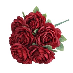 Bouquet de roses artificielles orange brûlé, tiges de roses en soie couleur terre cuite, centre de table pour mariage d'automne, décoration de table à domicile - Product Image 6