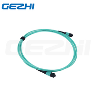 Kabel Patch Fiber Multimode OM3 12F MPO ke MPO dengan Jaket LSZH, 12 Core, untuk Kabel Optik Densitas Tinggi