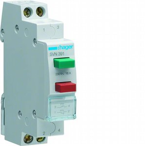 SVN391 compatibile con Hagers 2 pulsanti non illuminati 1 NC + 1 NO, modulo 1 DIN - Product Image 1