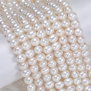 สร้อยคอไข่มุกน้ำจืดธรรมชาติ ขายส่งจากผู้ผลิต ลูกปัดไข่มุกสีขาว แสงสว่าง สำหรับทำเครื่องประดับแฮนด์เมด - Product Image 3