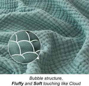 Jeté en mousseline 100% coton pour canapé, respirant, gaze, toutes saisons, doux et léger, pré-lavé (vert sarcelle, 50 x 70 pouces) - Product Image 6