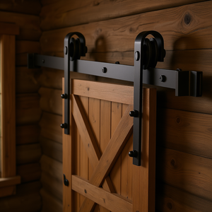 Kit de Herrajes para Puerta Corredera de 6.6 Pies, Color Negro, Estilo Rústico, Operación Manual - Product Image 3