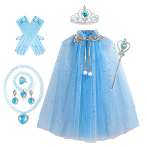 Cape à capuche à paillettes pour fille, cape de princesse assortie, costume de <span class=keywords><strong>reine</strong></span> <span class=keywords><strong>des</strong></span> <span class=keywords><strong>neiges</strong></span>, costume d'Halloween, costume de Noël, accessoires de cosplay pour enfants - Product Image 5