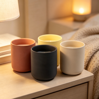 Vase à bougie en céramique mate minimaliste, pot à bougie vide, récipient rond moderne pour bougies parfumées en cire de soja, décoration intérieure, cadeau, vente en gros