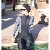 여성 이슬람 수영복 이슬람 수영복 4 조각 전체 커버 겸손한 수영복 Burkini Hijab 플러스 사이즈