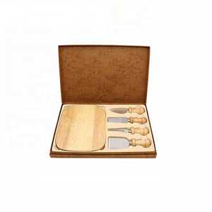Wholesale Organic Rubber Wood <strong>Cheese</strong> Cutting Board <strong>Cheese</strong> <strong>Knife</strong> <strong>Set</strong> with Gift Box - Product Image 3