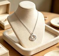 Collier Cercle Résistant au Ternissement, Bijou Hypoallergénique à Double Cercle, Pendentif Rond