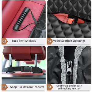 غطاء مقعد خلفي متين مقاوم للماء لحماية الحيوانات الأليفة للسيارة للكلاب شامل مع غطاء مقعد شبكي للنافذة الخلفية - Product Image 3