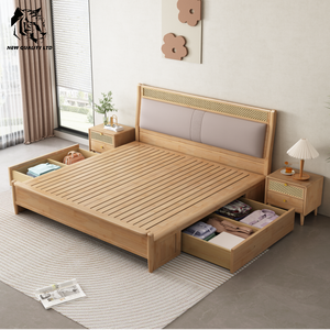 china supply lowest price custom logo large stock ship immediately storage <b>bed</b> new fashion bedroom furniture wood full <b>size</b> <b>bed</b> - Product Image 5