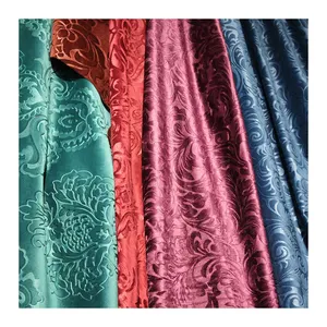 Free Sample Custom 100% Polyester Sofa Stretch Stock Fabric Burnout Embossed Velvet Fabric