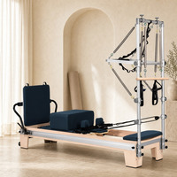 Reformer Pilates Half Tower Komersial Kayu Maple Full Track dengan Pulley Senyap, Tower Baja Anti Karat, dan Foot Bar Multi Posisi untuk Gym
