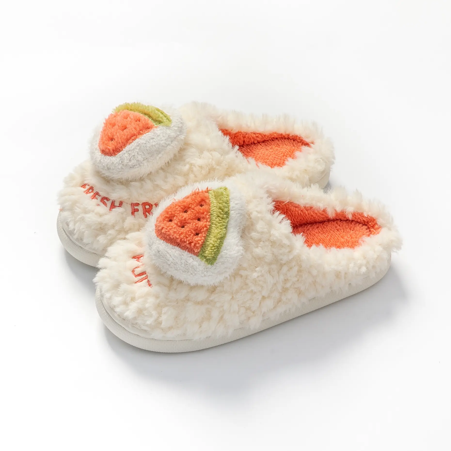 Nieuwe Katoenen Slippers Driedimensionale Cartoon Fruit Watermeloen Slippers Vrouwelijke Huishoudelijke Paar Slippers