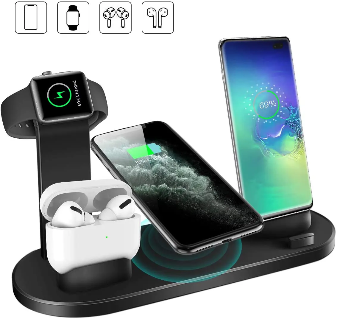 Wireless Charging Stand 4で1 Charger Station CompatibleとApple WatchとiPhone X/8/11 Pro Max