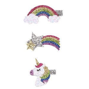 90301 Glitt épingle à cheveux doux métal licorne cheveux accessoires pour filles rose vif arc-en-ciel nuages étoiles pour les fêtes - Product Image 5