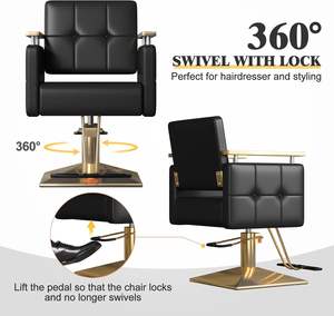 现代设计高级男女斜躺理发椅批发豪华便携式沙龙家具黑色金色口音 - Product Image 1