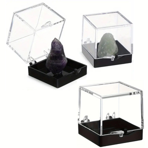 Tùy Chỉnh Vuông PS Nhựa Hộp Hiển Thị Cho Mẫu Khoáng Sản Nguyên Liệu Tự Nhiên Đá Trường Hợp Lưu Trữ Với Nắp Pha Lê Hiển Thị Trường Hợp Chủ - Product Image 1