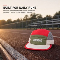 Casquette de course personnalisée HF légère, séchage rapide, imperméable, respirante, sportive, 5 panneaux, polyester, pour extérieur, plage, marathon, jogging, OEM