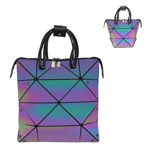 Sac à main de luxe à rabat en cuir PU, grand format, tendance, géométrique, lumineux, avec fermeture éclair, réfléchissant, holographique, laser, pour la vente en gros - Product Image 1