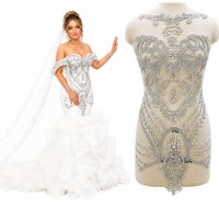 WDP-630 Applique de corsage de mariée ornée de strass et de perles, petite quantité, pour robe de mariée