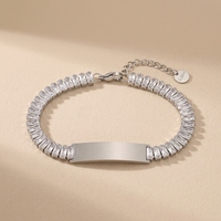 Bracelet classique unisexe en acier inoxydable 316L avec cristaux CZ et strass, plaqué or, motif géométrique, gravure personnalisée OEM