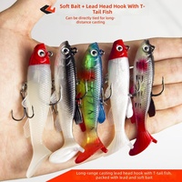 Leurre souple avec tête plombée pour lances longues, hameçons jig head à queue en T pour la pêche en eau douce et salée, accessoires pour la pêche au bar et au poisson mandarin