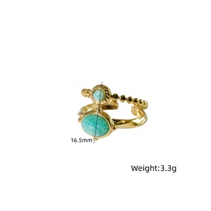 Certification CE, tenue de plage d'été, style <span class=keywords><strong>bohème</strong></span>, ligne simple, pierre naturelle ovale, bague ouverte - Product Image 6