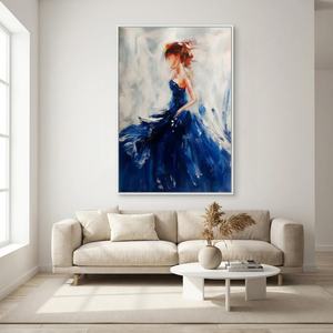 Peinture abstraite élégante de femme, œuvre d'art texturée, peinture à l'huile sur toile, décoration pour la maison, hôtel, art mural décoratif esthétique - Product Image 3