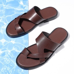 Nouvelle vente chaude : Tongs plates en cuir pour hommes, style indien, à bout ouvert, grandes tailles <span class=keywords><strong>47</strong></span>-48, chaussures d'été de haute qualité - Te Mu Shop - Product Image 4