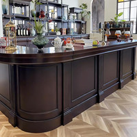 Comptoir de bar rétro médiéval français en bois multifonctionnel, comptoir de réception pour restaurant et bar