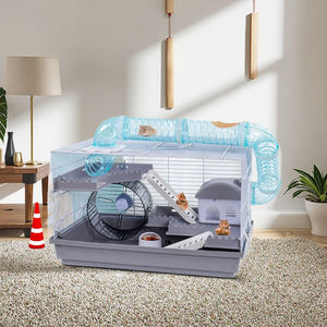 <span class=keywords><strong>Cage</strong></span> à <span class=keywords><strong>hamster</strong></span> en plastique solide de 47 cm, <span class=keywords><strong>cage</strong></span> complète avec boucle, simple/double couche, écologique, villa nid d'ours en or - Product Image 1