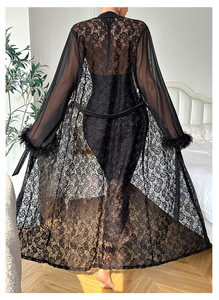 <span class=keywords><strong>Kimono</strong></span> in pizzo trasparente, <span class=keywords><strong>vestaglia</strong></span> avvolgente a maniche lunghe, lingerie sexy da notte per <span class=keywords><strong>donna</strong></span> - Product Image 5