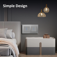 Mvava – Prise murale électrique 10A avec panneau en verre design simple, 86 mm, noir, 2 ports USB, 1 ou 2 prises européennes, interrupteur à néon