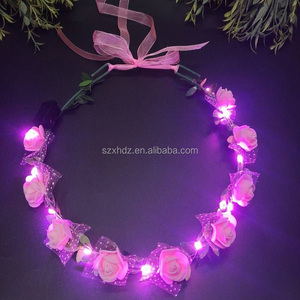 <span class=keywords><strong>2023</strong></span> nueva novedad ajustable corona de flores iluminada LED corona Floral cabeza guirnalda para niñas accesorios para el cabello fiesta de boda - Product Image 1
