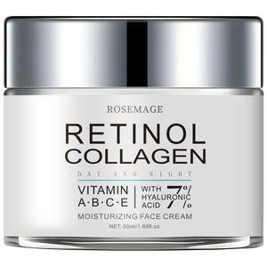 Crema Facial de Retinol y Colágeno, Crema Reafirmante Intensiva con Vitamina A, B, C y E, Ácido Hialurónico - Product Image 1