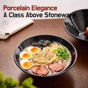 Grands bols à soupe en céramique, vaisselle en gros, sur mesure, 11 pouces, blanc et noir, pour restaurant, bol à ramen japonais - Product Image 2