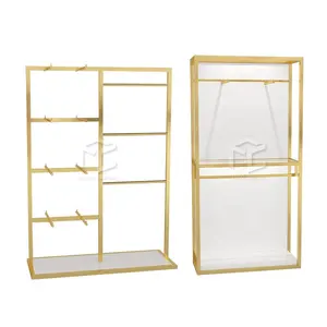 Guangdong Factory High End Stainless Steel Women Dress Clothing Display Stand Gold Clothing Rack For Boutique