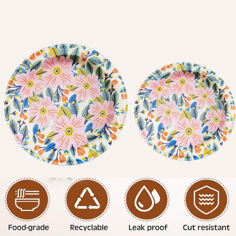 Christmas Birthday Party Paper Plates Bowls Disposable Printed Paper Plates Eco-friendly Custom OEM Paper Plates