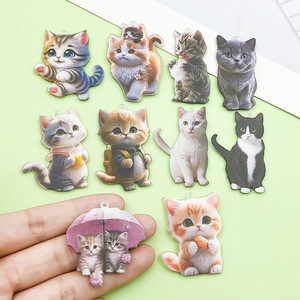 จี้แมวการ์ตูนอะคริลิครูปทรงไม่สม่ำเสมออุปกรณ์เครื่องประดับ DIY สำหรับงานฝีมือสร้างสรรค์ - Product Image 1