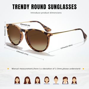 Polarized Sunglasses for Women Men - Trendy 2025 Vintage Classic Retro Round <b>Mirrored</b> Lens Designer Style - Product Image 2