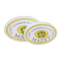 Boîte en fer blanc ovale personnalisée de qualité alimentaire, 4,2 cm de haut, style minimaliste, pour le stockage de biscuits, bonbons et collations