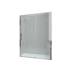 N1FS Essence Niche Shower - 6mm Glass & Matt White Aluminum - Lateral Sliding - 125.5-130x200cm - Minimalist Appeal