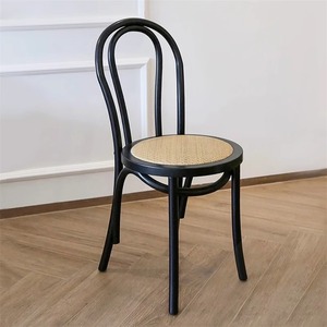 Silla de Comedor Thonet de Madera de Caucho Negra Estilo <span class=keywords><strong>Viena</strong></span> Clásica Vintage con Asiento de Ratán, Precio al por Mayor - Product Image 3