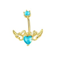 Freya Fashion 316L Stainless Steel Zircon Body Piercing Cincin Pusar Sayap Malaikat Perhiasan Cincin Pusar