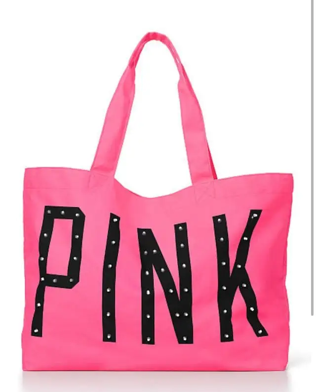 Venta caliente logotipo personalizado bolsa de lona rosa