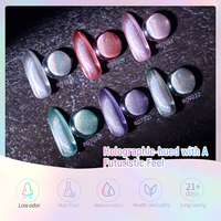 RS Nail Dernier Style OEM Kit de Vernis Gel Holographique Magique Effet Laser Galaxie Œil de Chat Arc-en-ciel, Kit de Gel Magnétique Effet Œil de Chat Hologramme