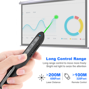 Màu xanh lá cây con trỏ laser có thể sạc lại, không dây <span class=keywords><strong>Presenter</strong></span> với con trỏ laser màu xanh lá cây trình bày từ xa PPT Clicker Lazer bút con trỏ - Product Image 5