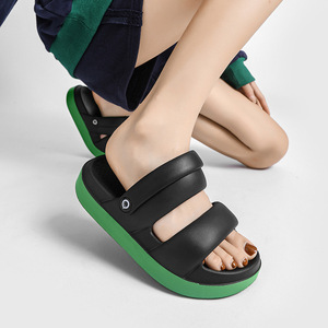 Pansi Sandales à plateforme pour femmes, vert clair, dessus en EVA, respirantes, chaussures de plage, sandales plates antidérapantes pour l'extérieur et le jardin, été - Product Image 2